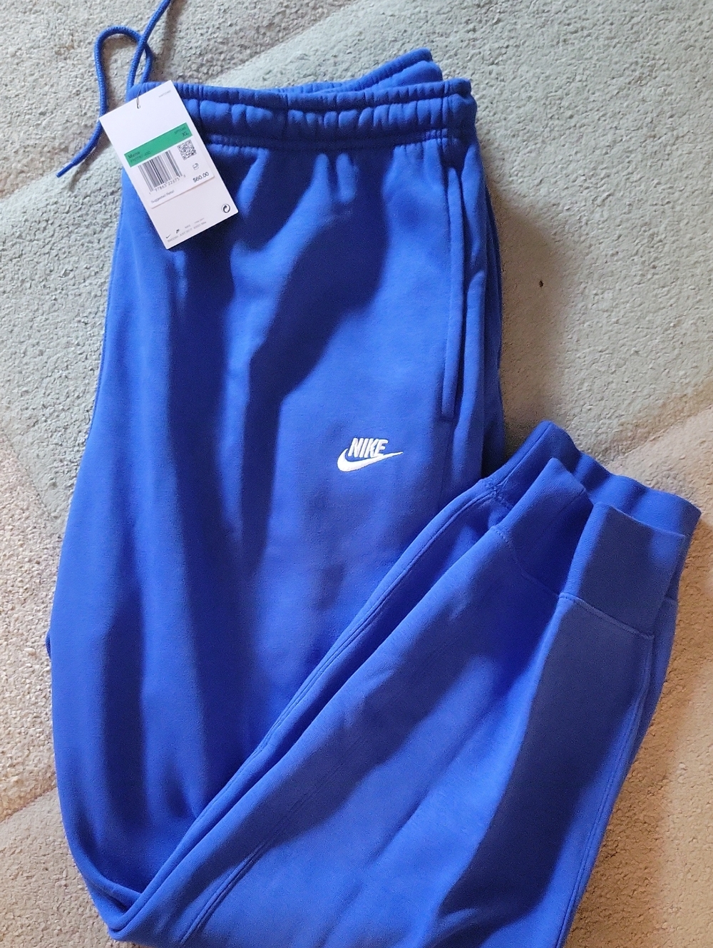 Nike Royal Blue Mens Fleece Joggers with White Swoosh